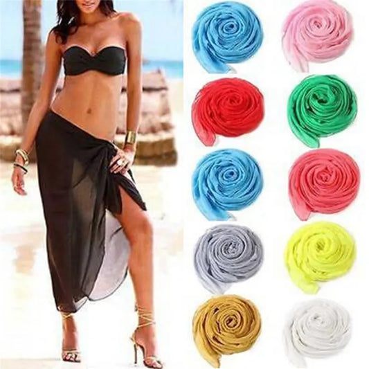 1PCS Colorful Cotton Sexy Beach Cover Up Women's Sarong Summer Bikini Cover-ups Wrap Pareo Beach Dress Skirts Towel