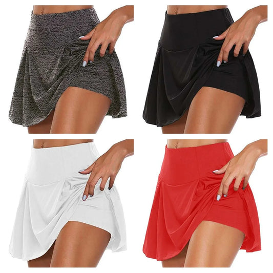 2024 Summer Women Sport Fitness Soild Color Running Tennis Skirts with Liner Yoga Gym Short Skirt Female Athletic Outfits S-5XL