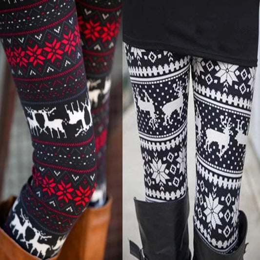 2024 New Christmas Leggings Elk Snowflake Pattern Women's High Waisted Workout Seamless Leggins Fitness Leggings Pants Trousers